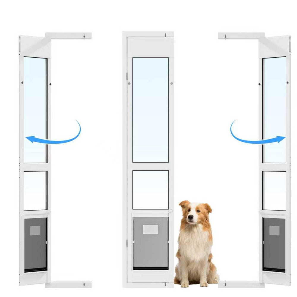 Rseord dog door fits sliding glass with magnetic flat for easy access