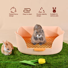 RubyHome large bunny litter box three-sided guard to reduce splashes