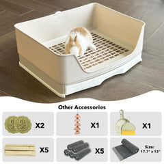 RubyHOME large rabbit litter box with easy-clean drawer for quick waste removal.