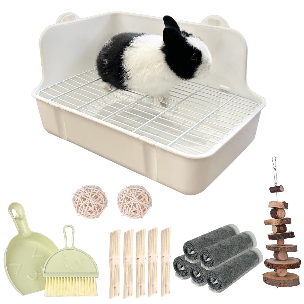 RubyHome rabbit litter box with deep design for easier cleanups.