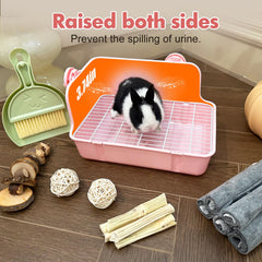 RubyHome Rabbit Litter Box secured by two locks to prevent tipping.