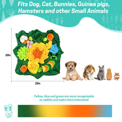 RUBYHOME-snuffle-pad-for-bunnies demonstrates interactive feeding and enrichment