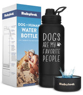 Rubyloo dog water bottle with 32 oz capacity and leak-proof lid for outdoors
