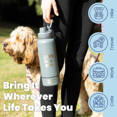 Rubyloo dog water bottle with leak-proof chug lid for clean hydration