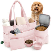 Rubyloo Puffer Dog Travel Bag interior pockets for organized essentials.
