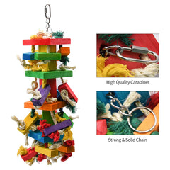 RubyQ parrot toy with easy-hook installation fits most cages.