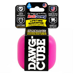 Ruff Dawg Cube toy in action, rugged cube design for aggressive chewers.