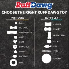 Ruff Dawg extreme bounce ball; energizes chase and retrieval during play.