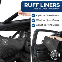 Rigid bottom panel of Ruff Liners backseat extender anchors securely for stability.