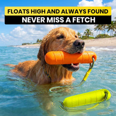 Ruffify floating dog toy designed for long-distance fetch with bright colors