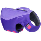 Ruffwear Float Coat purple lily side view shows secure fit for confident swimming