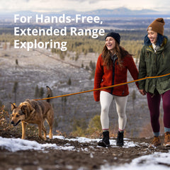 Ruffwear Roamer Bungee Leash extended-range wavelength webbing absorbs shock during runs.