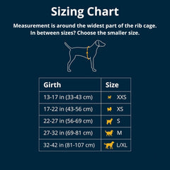 Ruffwear Web Master sizing chart image helps measure for a better trail fit.