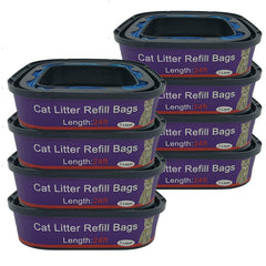 RUNDE cat litter refill cartridge in an 8-pack, compatible with Genie pails for easy refresh.
