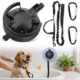 Ruppence dog bathing suction cup with tether provides secure, hands-free bathing for dogs of all sizes.