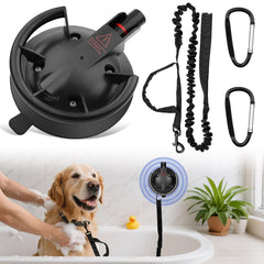 Ruppence dog bathing suction cup with tether provides secure, hands-free bathing for dogs of all sizes.