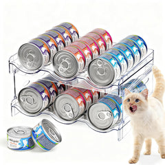 Rvelidode cat food can organizer on counter with clear front view for easy access