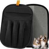 RWUSX pet hair removal glove on hand showing five-finger design for easy grooming.