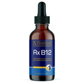 Rx Vitamins B12 for dogs and cats bottle on shelf highlighting digestive support.