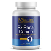 Rx Vitamins Rx Renal capsules for dogs on bottle indicating kidney support