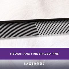 Ryan's Pet Supplies Paw Brothers Greyhound-style Teflon comb close-up teeth for smooth glide