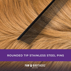 Ryan's Pet Supplies Paw Brothers Greyhound-style Teflon comb ergonomic handle for comfortable grooming