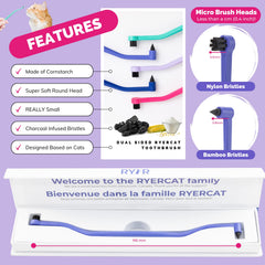 RYERCAT back-molar cleaning side targets hard-to-reach back teeth.