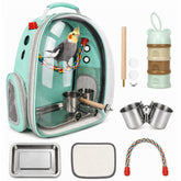 Rypet mint green bird carrier backpack with visible window for easy monitoring