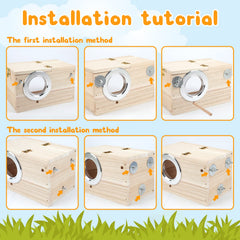 Rypet budgie nesting box inside cage for easy setup.