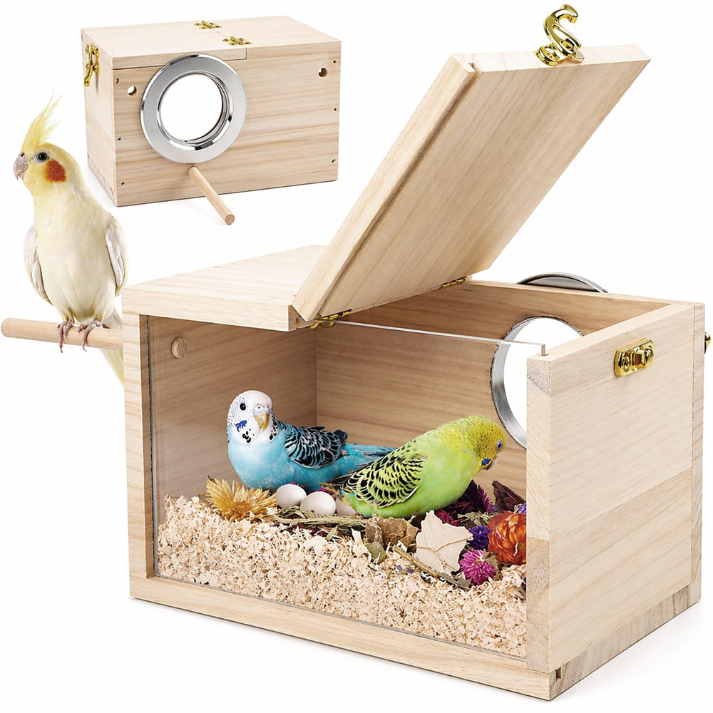 Rypet parakeet nesting box with transparent design for easy nesting observation