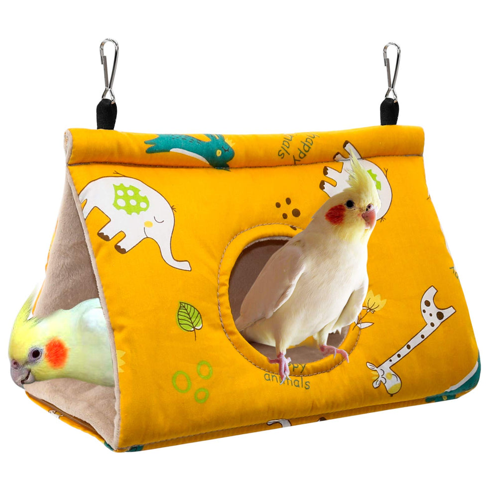 Rypet Winter Warm Bird Nest House hanging hammock in yellow for cozy medium birds