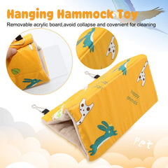Rypet yellow nest with two top lanyards for easy cage or branch hanging
