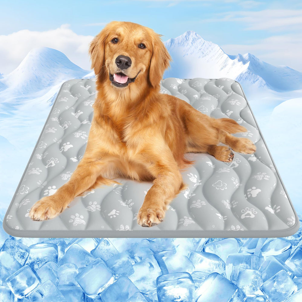 Rywell Arc-Chill 3.0 cooling mat on tile floor provides quick relief for pets.
