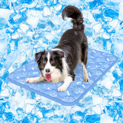 Rywell Dog Cooling Mat 2.0 full view in ocean blue for large dogs resting comfortably