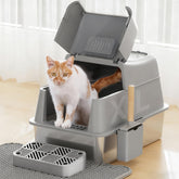 Rywell litter box with 180Β° flip-top lid for effortless cleaning.