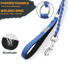 S-ETOVUS chain dog leash in blue, 5.2ft length for longer walks and open spaces.