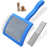 Saccison slicker brush for dogs with extra-long pins reaching undercoat for detangling