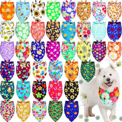 Sadnyy flower Hawaiian triangle bandana for dogs and cats, bright summer style.
