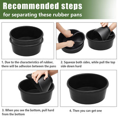 Sadnyy stackable rubber feed pans save space when storing multiple bowls