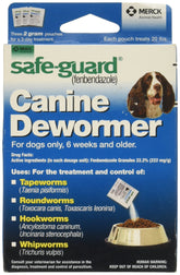 Safe-Guard canine dewormer packaging in blue box for easy dosing.