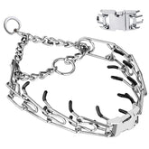 Safiman prong collar – front view shows adjustable size for all dog breeds.