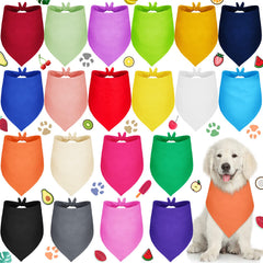 Saintrygo 20-pack plain dog bandanas bulk in vibrant colors for daily wear