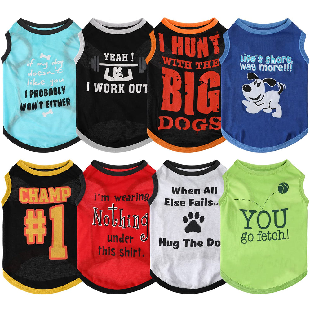 Saintrygo 8-pieces dog shirts collection showing diverse patterns for stylish daily wear