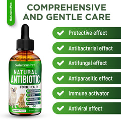 SalutemPet Forte Health label close-up highlighting herbal blend