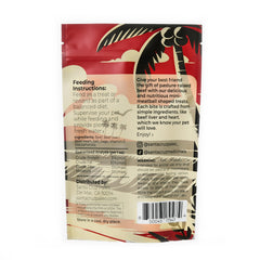 Santa Cruz Paleo dog treats ingredients close-up highlights pasture-raised beef and vitamins for flavor.