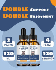 SANTKOL Lysine drops pour demonstrating simple dosing for busy owners.