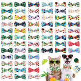 Sanwuta 60-piece collar bows with summer patterns for everyday pet styling