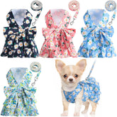 Sanwuta flower bowknot harness dress in glacier blue - front view with secure fit