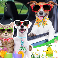 Sanwuta Hawaii summer pattern dog bow-tie adds vibrant days out