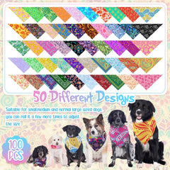 Sanwuta 100-piece bandana set ideal for groomers and pet lovers.